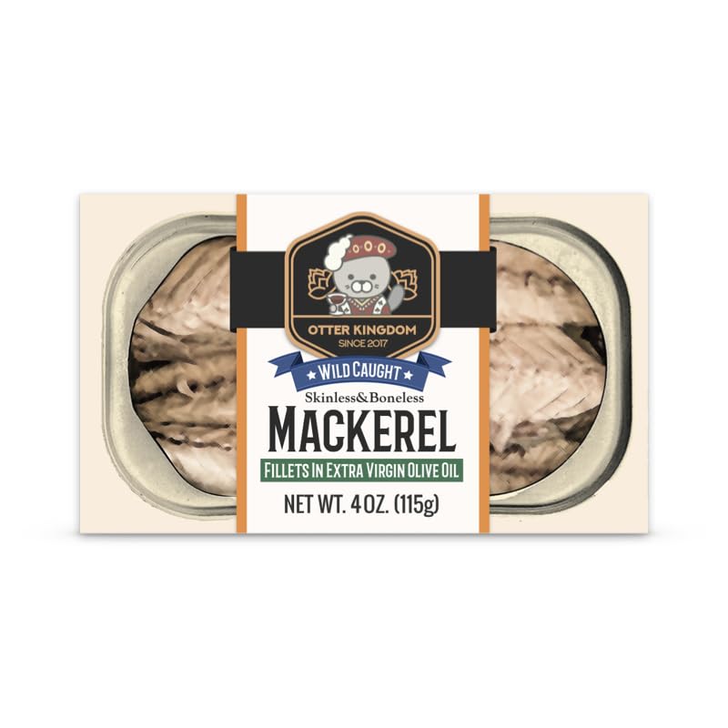Otter Kingdom European Mackerel Fillets In Extra Virgin Olive 4Oz(Pack Of 12)