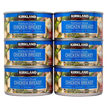 Kirkland Chicken Breast In Water 12.5 Oz. Cans - 6 Count - Premium Chunk - Great For Chicken Salad, Quesadillas, Soups, And Cass