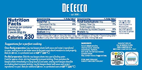 De Cecco Semolina Pasta, Lasagne No.1, 1 Pound
