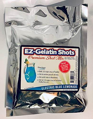 EZ-SQUEEZE Electric Blue Lemonade Jello Shot Mix - Gluten-Free Gelatin Powder - 6.78 oz Pack