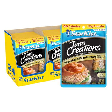StarKist Tuna Creations Whole Grain Dijon Mustard Tuna Salad, 3.0 oz Pouch (24 Pack) Ready to Eat Wild Caught Tuna, 12g Protein