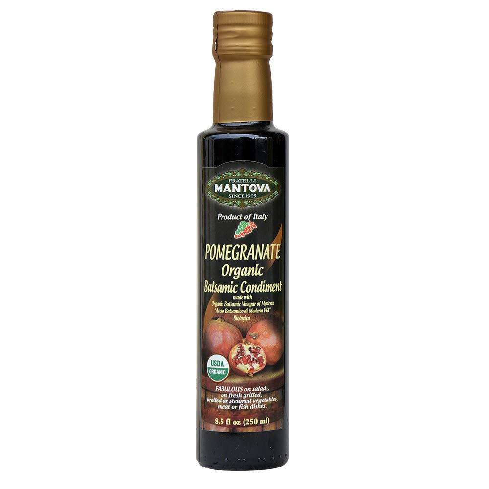 Mantova Organic Pomegranate Balsamic Vinegar - Salad Dressing, Pasta Salad, Ice Cream - 8.5 oz (Pack of 6)