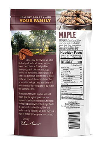 Front Porch Pecans, All Natural Maple Roasted Pecans, 4 Oz