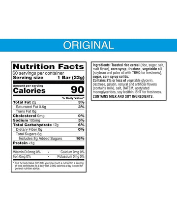 Rice Krispie'S Treats Marshmallow Bars, Original, 60 Count Mini Squares, Sweet Crispy Marshmallow Cereal Kids Snacks, Lunch Snac