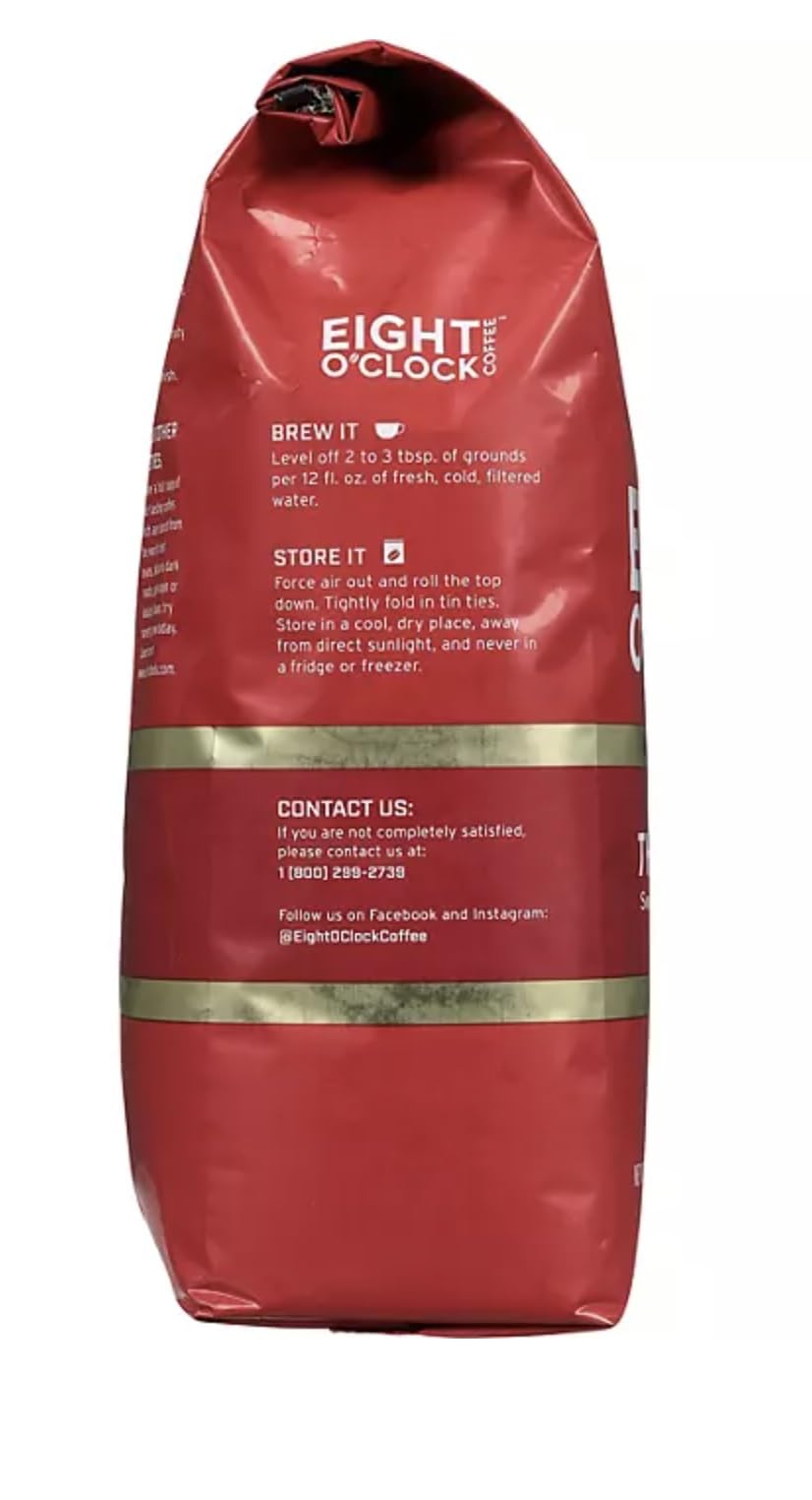 Eight O'Clocks Medium Roast Whole Bean Coffee, 40 Oz