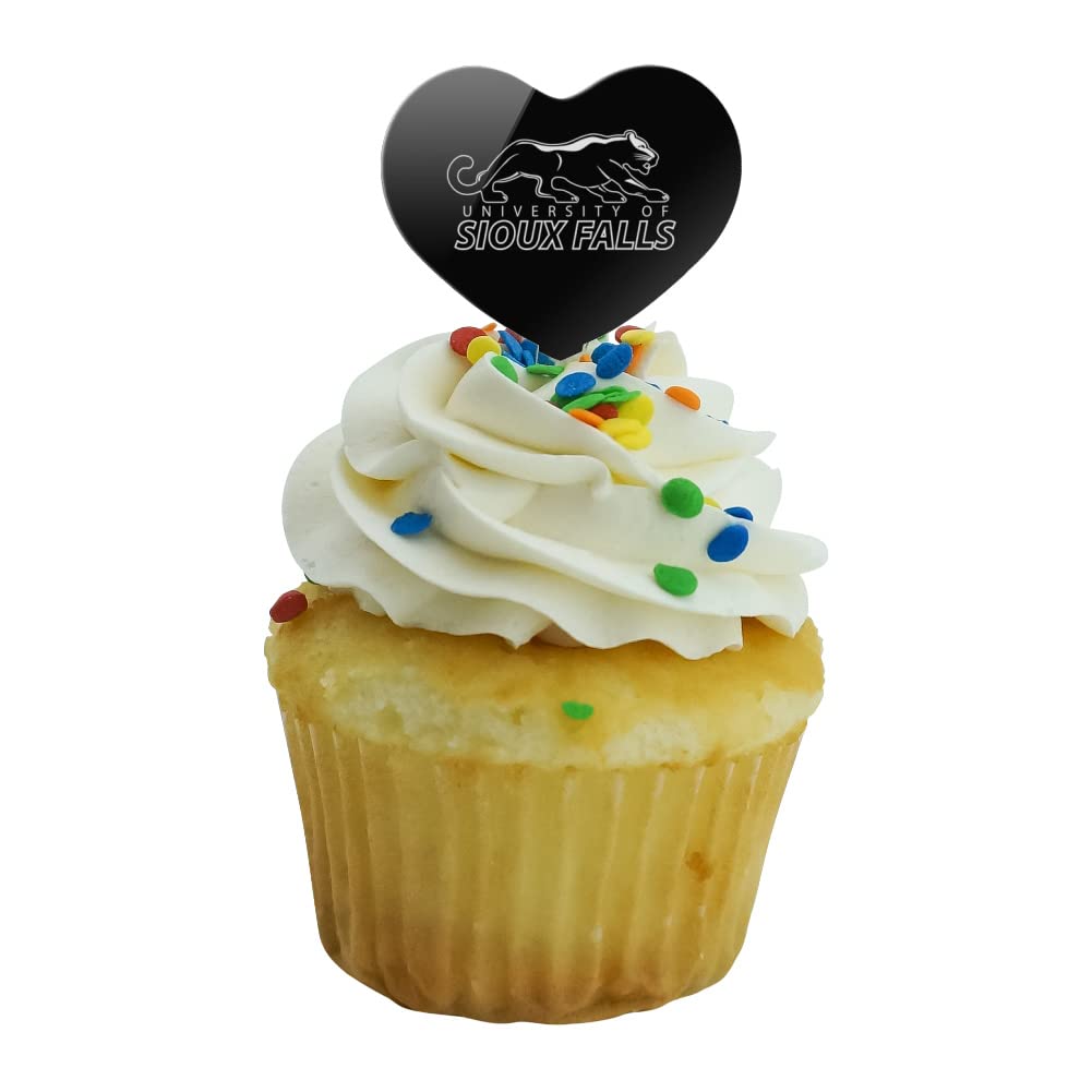 GRAPHICS & MORE Cupcake Picks Set of 6, Acrylic, Heart Love Design, University of Sioux Falls