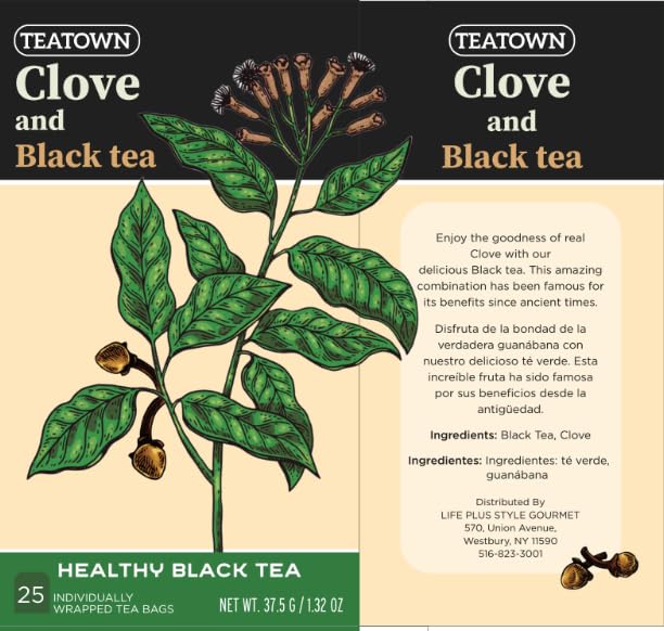 Premium Single Origin Clove Black Ceylon Tea Bags 25 Count Individually Wrapped Herbal, All Natural Full Bodied Aromatic Flavor