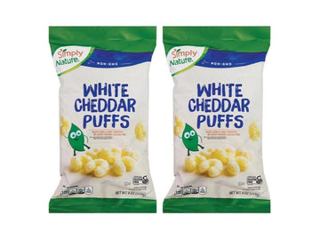 Simply Nature White Cheddar Puffs | 4 oz, (2-pack, 8 oz total) | Gluten-free, Non-GMO, No Artificial Flavors or Colors