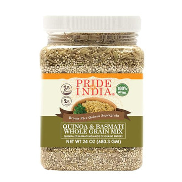 Pride Of India - Pack Of 6 - Quinoa & Basmati Whole Grain Mix - Brown Rice Quinoa Supergrain, 1.5 Pound Jar