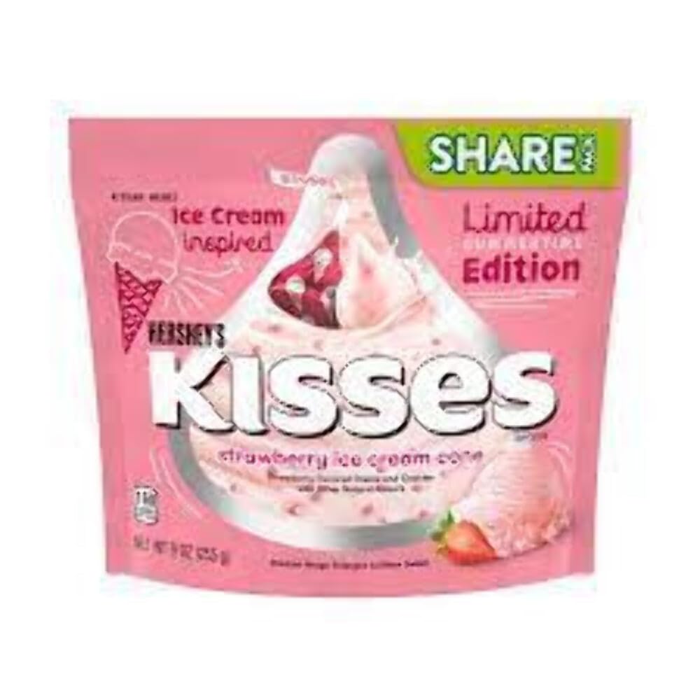 Hershey'S Strawberry Ice Cream Cone Kisses - 9-Oz. Bag Limited Summertime Edition Ice Cream Inspired