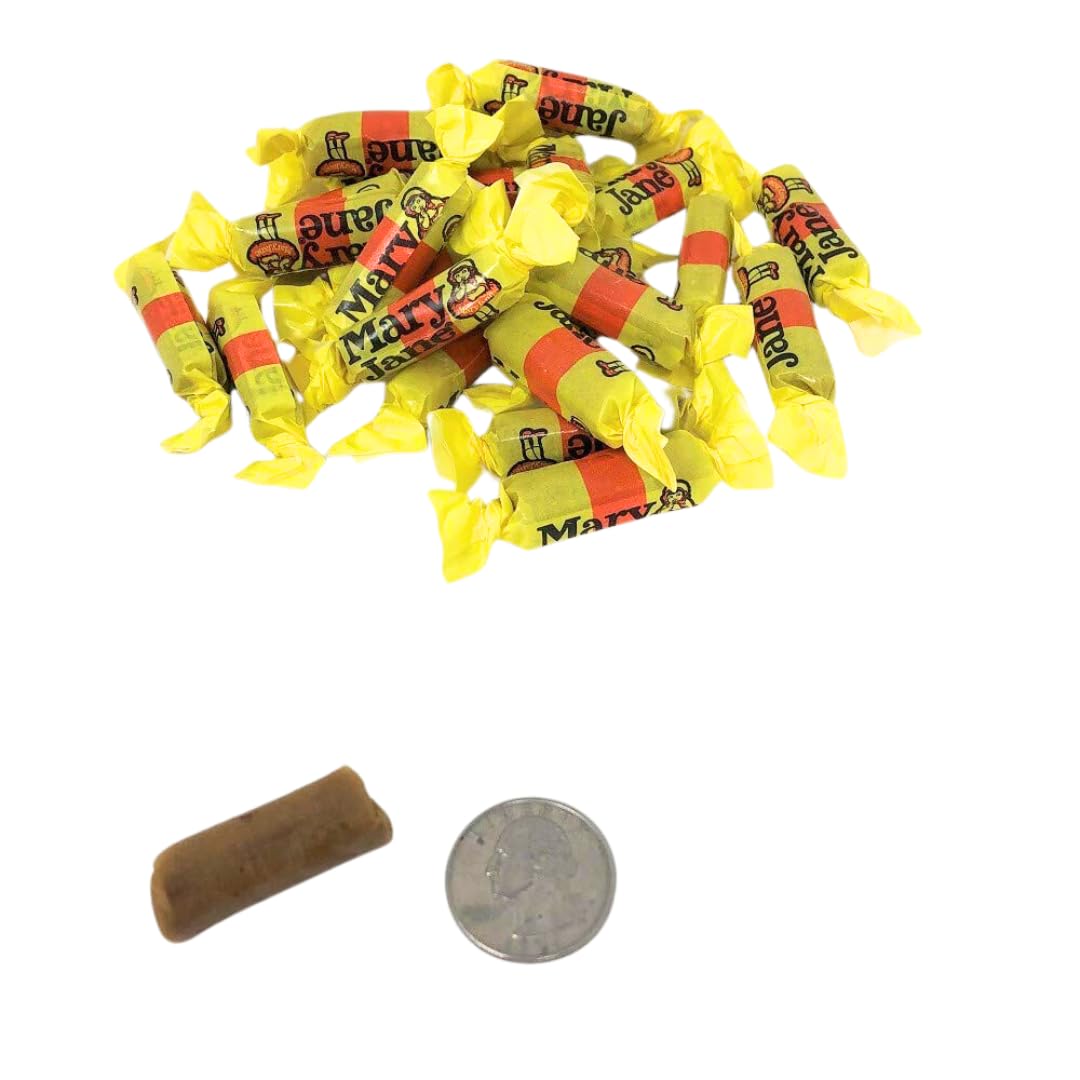 Mary Jane Bite Size Bulk Candy - Nostalgic Fun Size Taffy Bars Made With Real Molasses And Peanut Butter (1 Pound)
