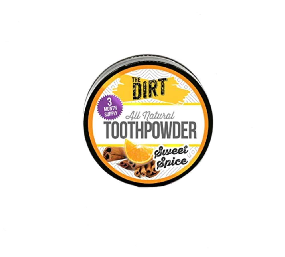 The Dirt Tooth Powder - Natural Fluoride-Free Toothpaste Alternative, Vegan - Essential Oils & Bentonite Clay (Sweet Spice, 25G: