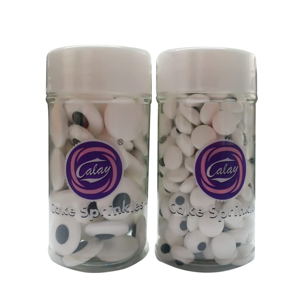 2 Bottles Candy Eyeballs Eyes Cake Cupcake Toppers Cookie Decorations,Two Size Mixed, Edible Dessert Sprinkles for Halloween Chr