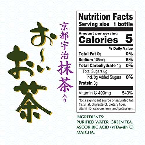 ITO EN Oi Ocha Unsweetened Matcha Green Tea, 16.9 Ounce Bottle, Sugar Free, Pack of 12