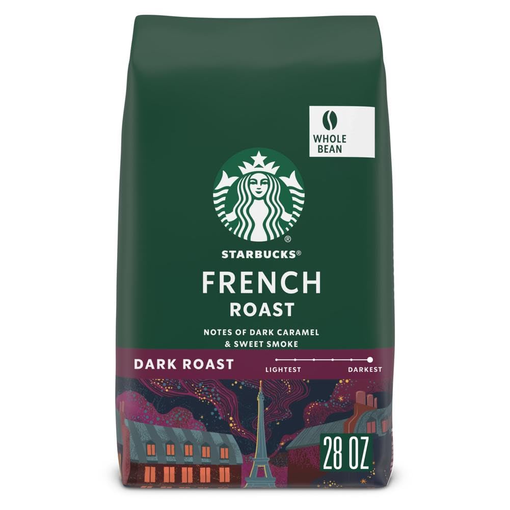 Starbucks Whole Bean Coffee Dark Roast Coffee French Roast 100% Arabica 1 Bag (28 Oz)