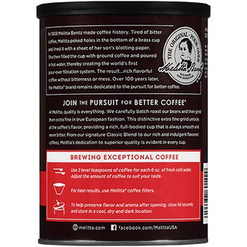 Melitta European Roast Coffee, Extra Dark Roast, Extra Fine Grind, 10.5 Ounce Can - Rich Flavor, Perfect for Coffee Lovers
