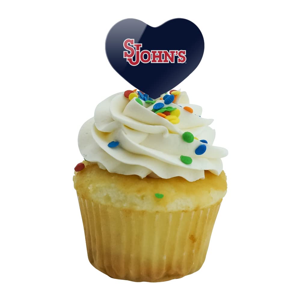 GRAPHICS & MORE Cupcake Picks Set of 6, Acrylic Decoration Toppers, St. Johns University Heart Love Design
