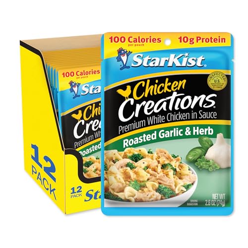 Starkist Chicken Creations, Roasted Garlic & Herb - 2.6 Oz Pouch, Pack Of 12
