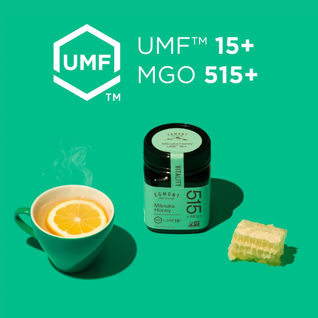 Egmont Honey Manuka Honey MGO 515+ UMF 15+, 100% Pure, Non-GMO, Kosher, 8.8oz (250g) in Recycled Plastic