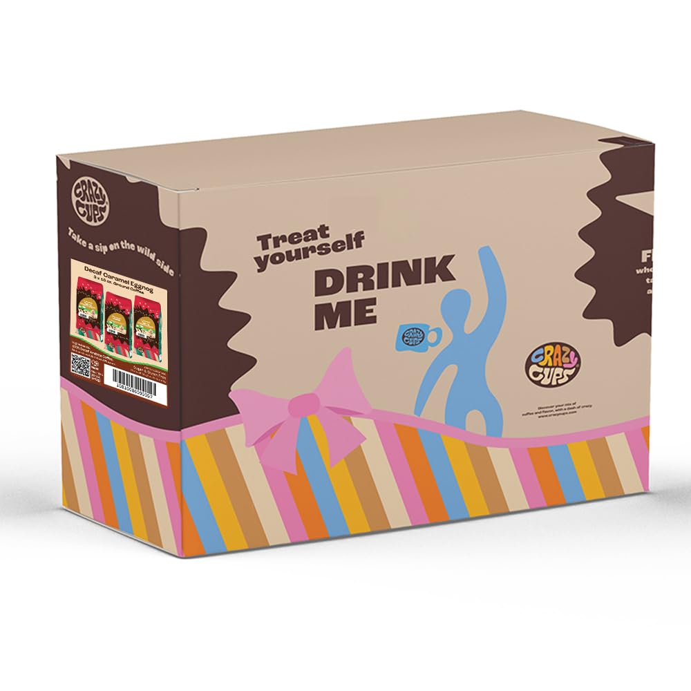 Crazy Cups Flavored Ground Decaf Eggnog Coffee, Decaffeinated Caramel Eggnog Coffee In 10 Oz Bag, For Brewing Flavored Hot Or Ic