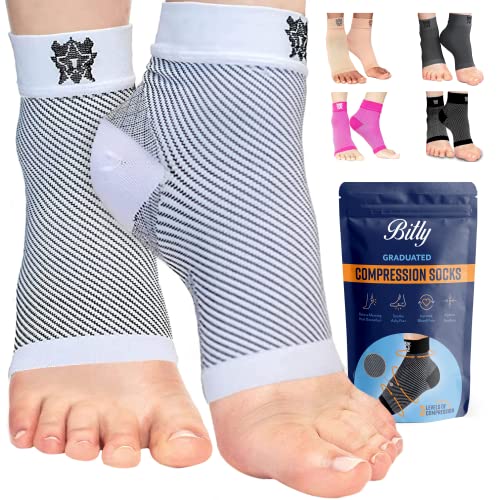 Bitly Plantar Fasciitis For Women & Men Socks Foot & Ankle Compression Sleeve, White, Xl