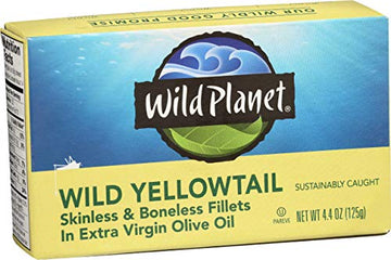 Wild Planet Wild Yellowtail Fillets in Organic Extra Virgin Olive Oil, Skinless & Boneless, 44 Ounce