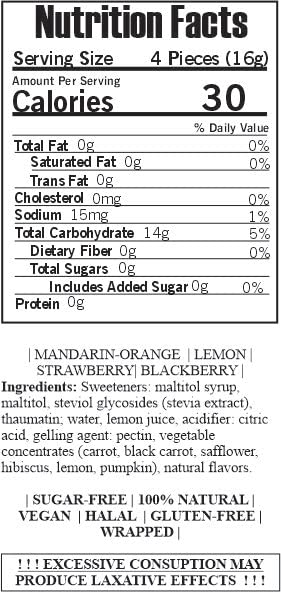 SweetGourmet Sugar-Free Italian Assorted Fruit Jellies, 3 Pounds - Individually Wrapped, Delicious Low-Calorie Treats