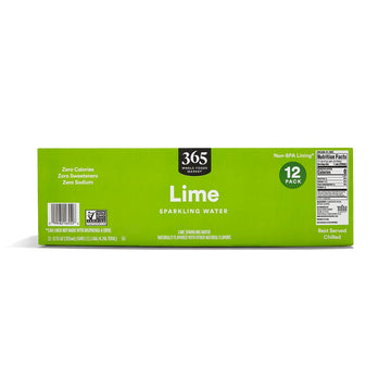 365 by Whole Foods Market Lime Sparkling Water, 12 Fl Oz (Pack of 12) - Refreshing, Naturally Flavored, No Calories