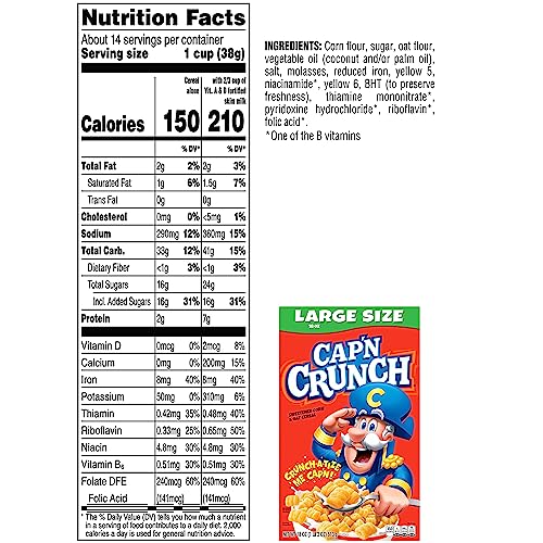 Cap n Crunch Cereal, Original, 18 oz Large Size Boxes (4 Pack)