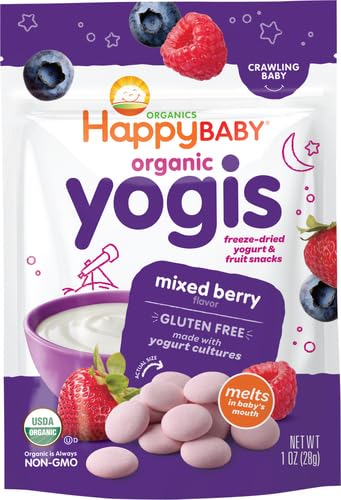 Happy Baby Organic Mixed Berry Yogurt Snacks, 1 Oz (Pack Of 2)
