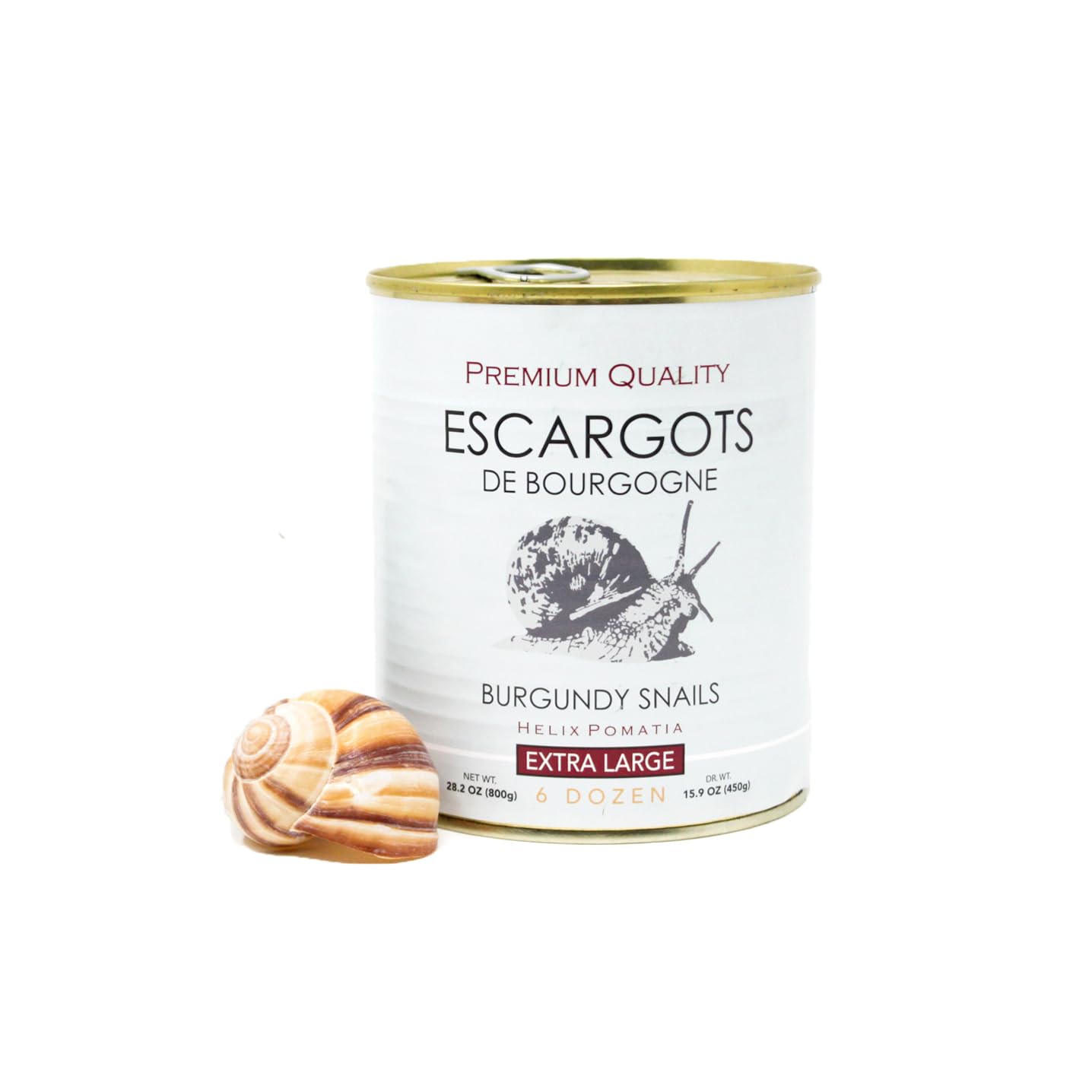 Escargots - 72 Pieces of Organic Helix Burgundy Snails - ''Land Lobster'' 1.76 lbs (800 Grams)