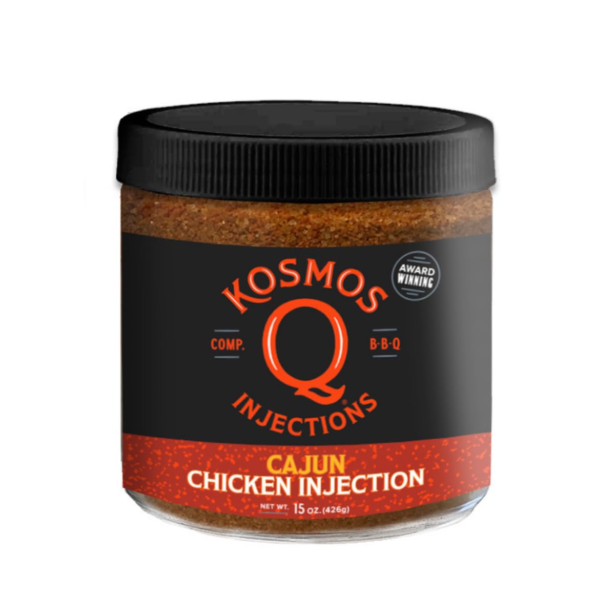 Kosmos Q Cajun Chicken Injection BBQ Marinade, 15 Oz Jar, Award-Winning Flavor for Chicken and Meats