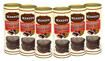 Mandy s Cookie Thins Dark Chocolate Flavor 4.6 Oz Pack of 6 42 Cookies Light & Crispy Made with Real Chocolate Halal