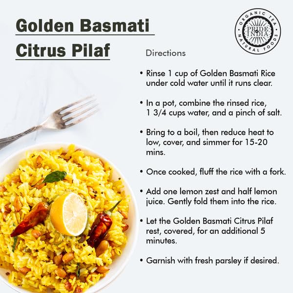 Pride Of India - Pack Of 6 - Extra Long Indian Golden Basmati Rice - Healthy Parboiled Sella Grain, 3Lbs Jar