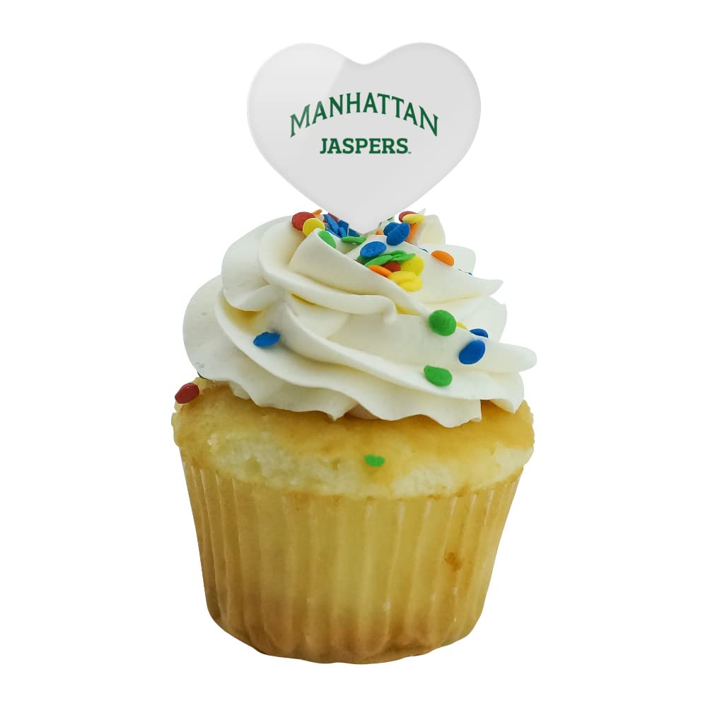 GRAPHICS & MORE Cupcake Picks Set of 6 - Acrylic Heart Toppers - Manhattan College - One Size