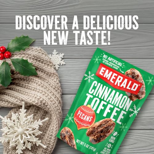 Emerald Nuts Cinnamon Toffee Pecans (1-Pack) | 5Oz Resealable Bag | Kosher Dairy Certified, Non-Gmo, Contains No Artificial Pres