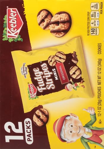 Keebler On-The-Go Fudge Stripes Cookies, 12 Count (Pack of 2)