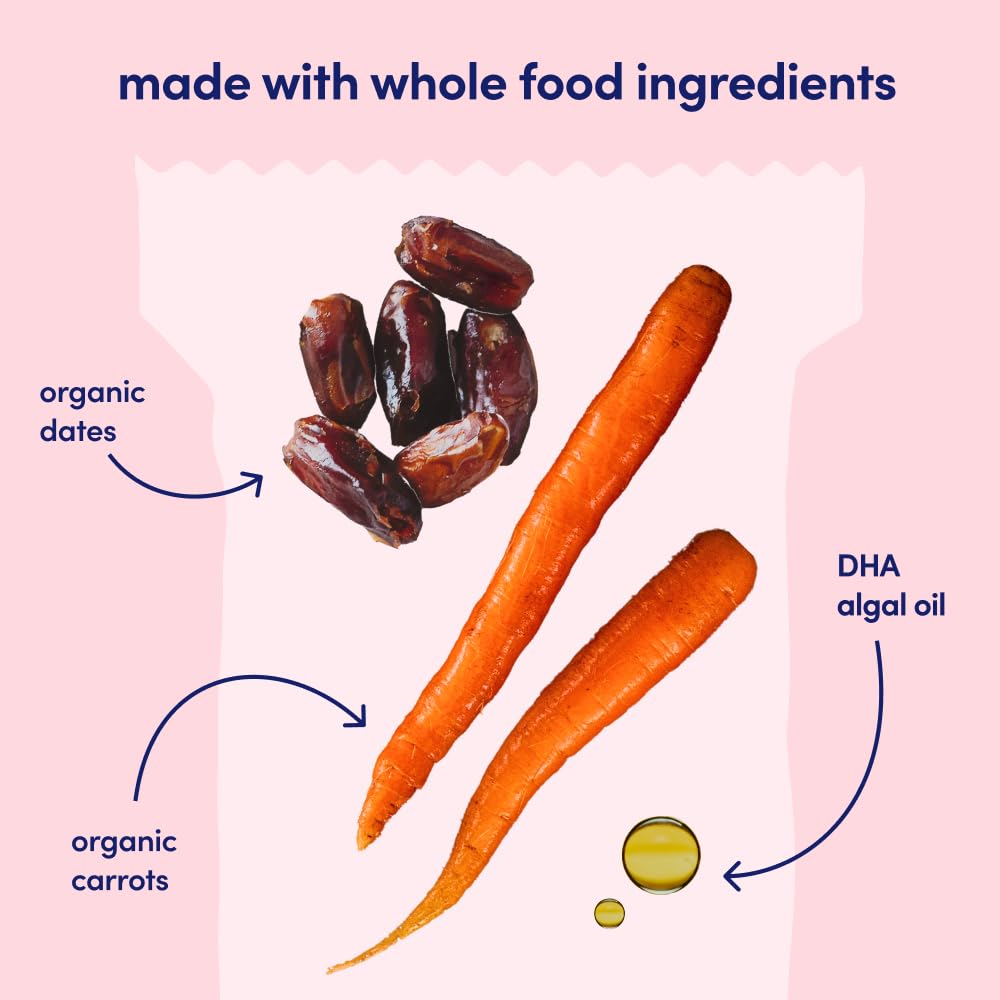 Cerebelly Toddler Snack Bars - Organic Carrot Date Smart Bars (Pack Of 5), Healthy & Organic Whole Grain Bars With Veggies & Fru