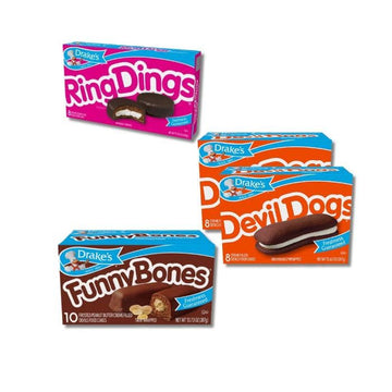Bundle Variety Pack, Ring Dings, Devil Dogs and Funny Bones Snack Cakes 4 Pack