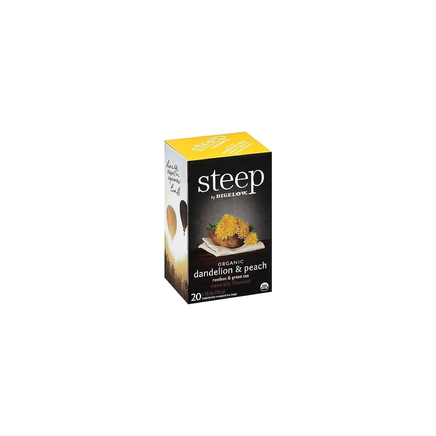 Bigelow 17715 Steep Tea, Dandelion & Peach, 1.18 Oz Tea Bag, 20/Box