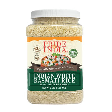 Pride Of India - Pack Of 6 - Extra Long Indian Basmati Rice, Naturally Aged Aromatic Grain, 3 Lbs Jar