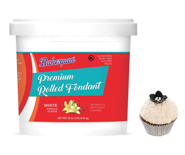 Bakerpan Premium Rolled White Fondant For Cake Decorating - 2 Pounds, Vanilla Flavor