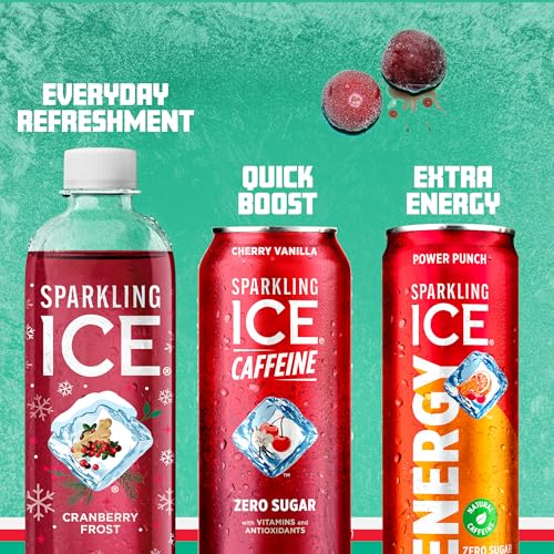 Sparkling Ice Winter Variety Pack Flavored Sparkling Water Zero Sugar with Vitamins and Antioxidants 17 fl oz 12 count (Cranberry Frost Winter Punch Apple Cider and Ginger Lime)