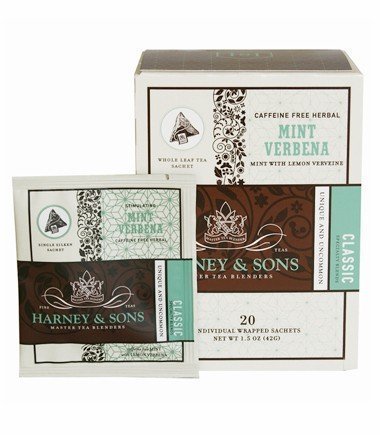 Harney & Sons Mint Verbena Herbal Tea, Caffeine-Free, 20 Sachets per Box
