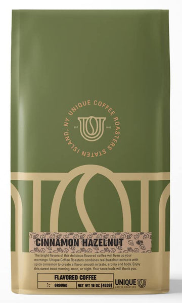 Cinnamon Hazelnut Flavored Ground Coffee, 1 Lb (16 Oz) Bag, Medium Roast, 100% Arabica Enhanced Quality Flavor