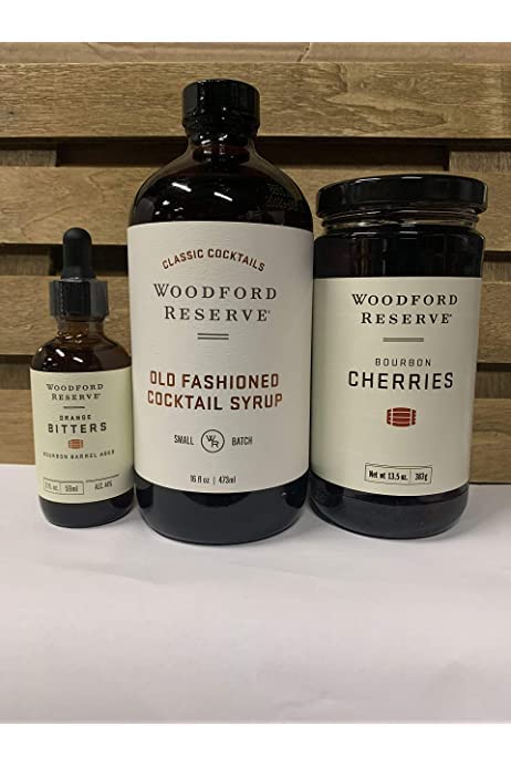 Woodford Old Fashioned Bundle - 3 Piece Set with Orange Bitters, Cherries, and Syrup