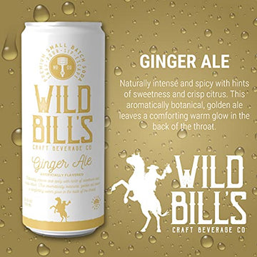 Wild Bills Ginger Ale Soda - Classic Craft Soda, Caffeine Free, Made with Pure Cane Sugar, 12 Oz, 12 Pack