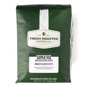 Fresh Roasted Coffee, Unroasted Sumatra Mandheling | Single Origin | Kosher | 5 Pound