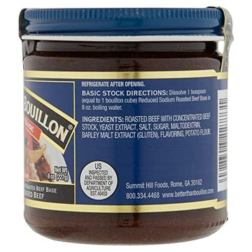 Better Than Bouillon Reduce Sodium Roasted Beef Base, 8 OZ (Pack of 6)