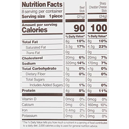 FrigoCheese Heads, Sharp Cheddar Cheese Sticks and Beef Sticks, 8 ct